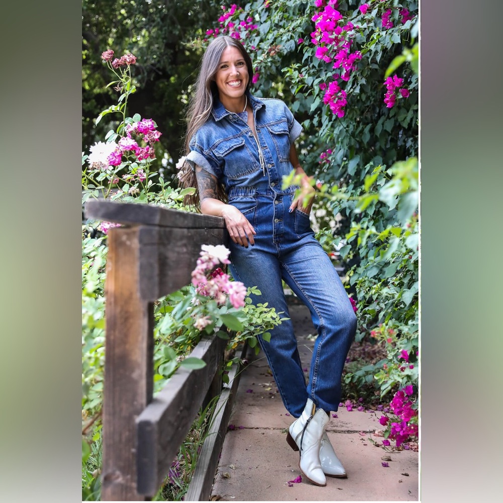 We The Free HIGH MOON DENIM MARCI JUMPSUIT Small